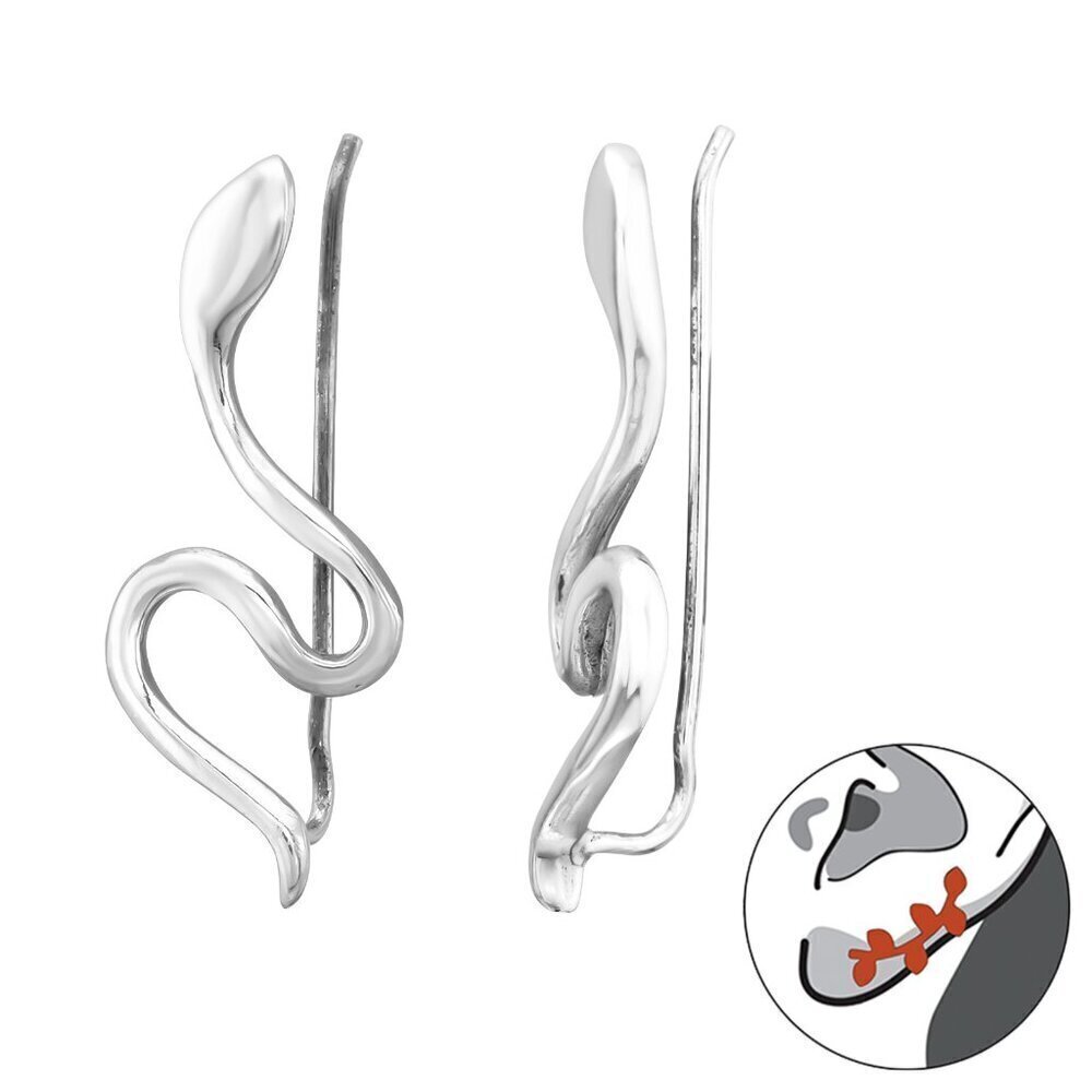 Sterling Silver Snake Ear Pin | Cartilage Earring 26mm